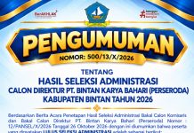 7 Calon Direktur PT. Bintan Karya Bahari (Perseroda) Ditetapkan, Seleksi Berlanjut ke Uji Kelayakan dan Kepatutan